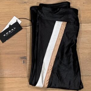 KORAL NWT Black White Tan Leggings Size M H20